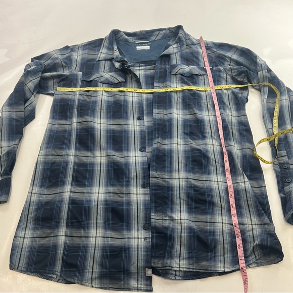 Columbia men’s blue gray flannel button down shirt XLT L91-23 - Picture 4 of 6